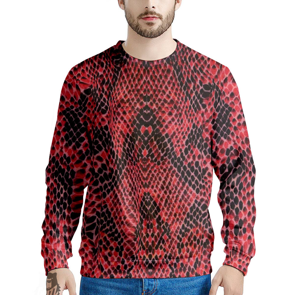 Snakeskin Python Red Print Men's Sweatshirt-grizzshop