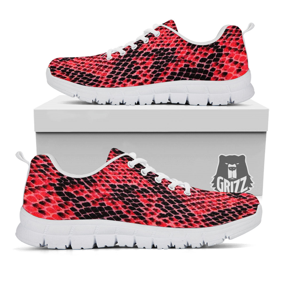 Snakeskin Python Red Print White Sneaker-grizzshop