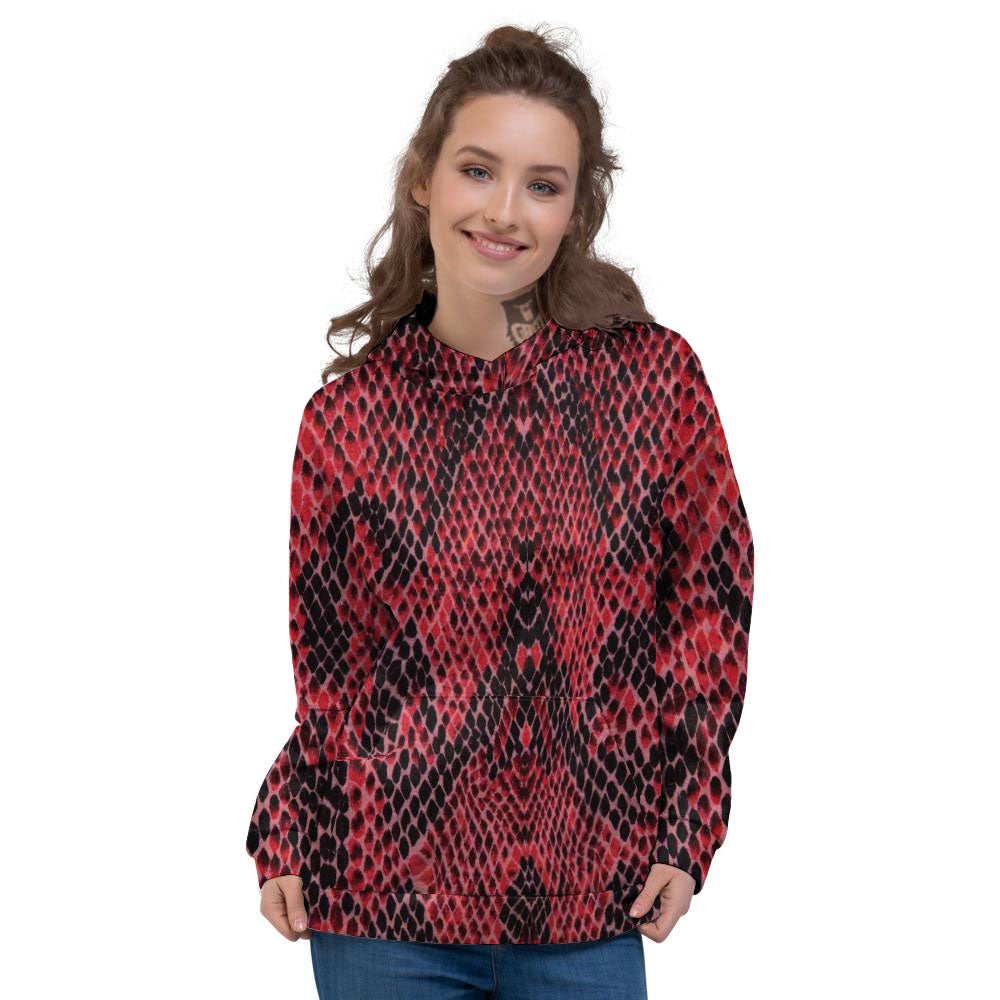 Snakeskin Python Red Print Women's Hoodie-grizzshop