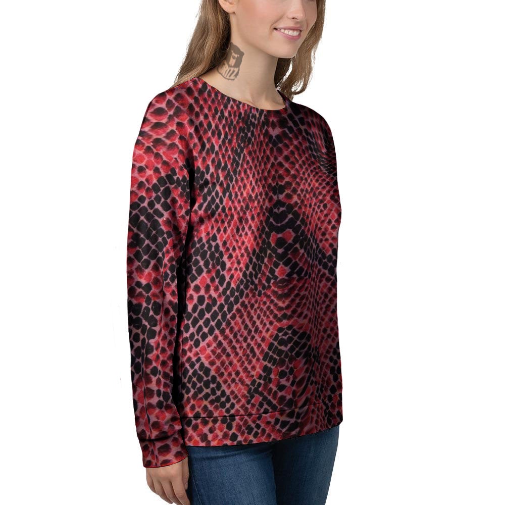 Snakeskin Python Red Print Women's Sweatshirt-grizzshop