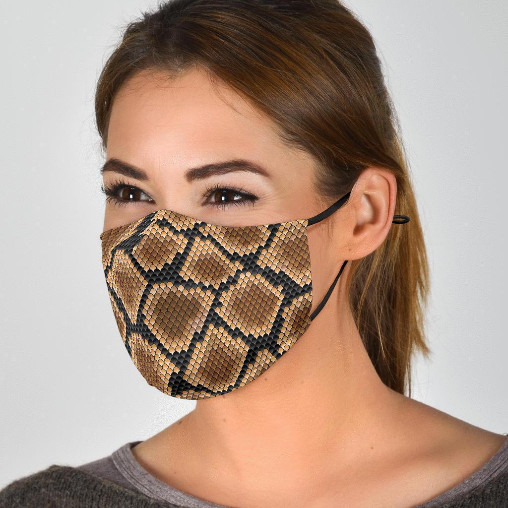 Snakeskin Python Skin Pattern Print Face Mask-grizzshop