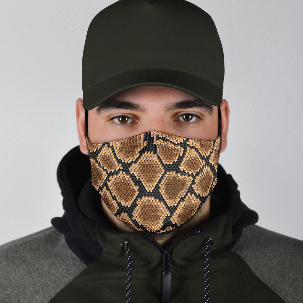 Snakeskin Python Skin Pattern Print Face Mask-grizzshop