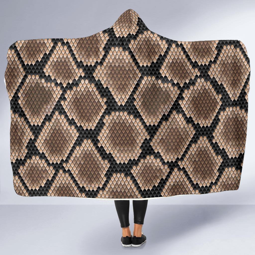 Snakeskin Python Skin Pattern Print Hooded Blanket-grizzshop