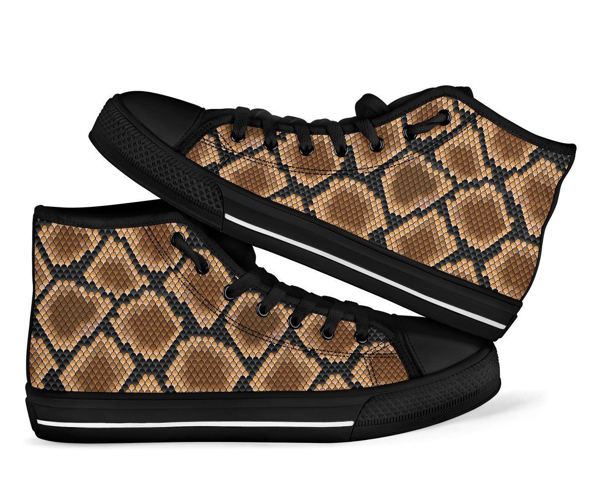 Snakeskin Python Skin Pattern Print Men Women's High Top Shoes-grizzshop
