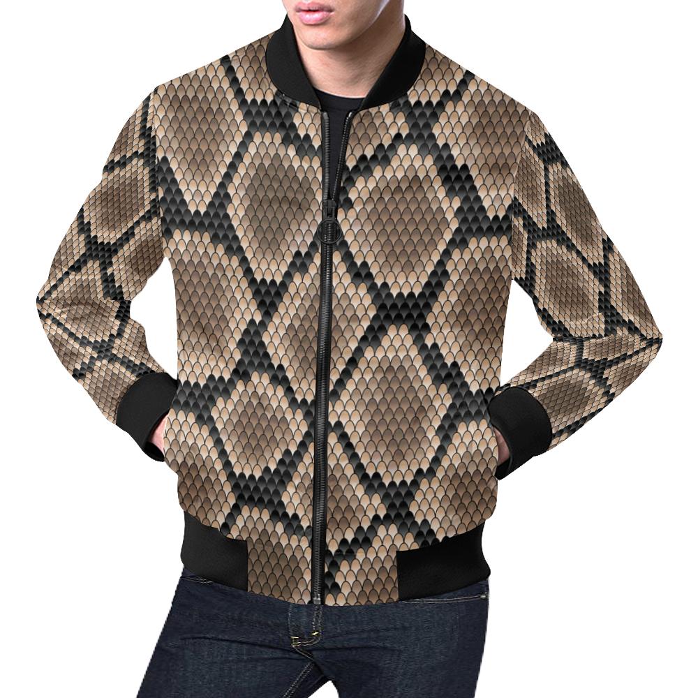 Snakeskin Python Skin Pattern Print Men's Bomber Jacket-grizzshop