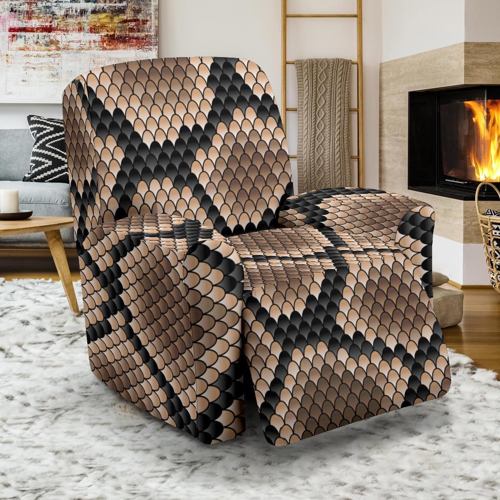 Snakeskin Python Skin Pattern Print Recliner Cover-grizzshop