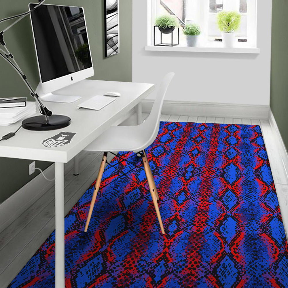 Snakeskin Red And Blue Print Floor Mat-grizzshop
