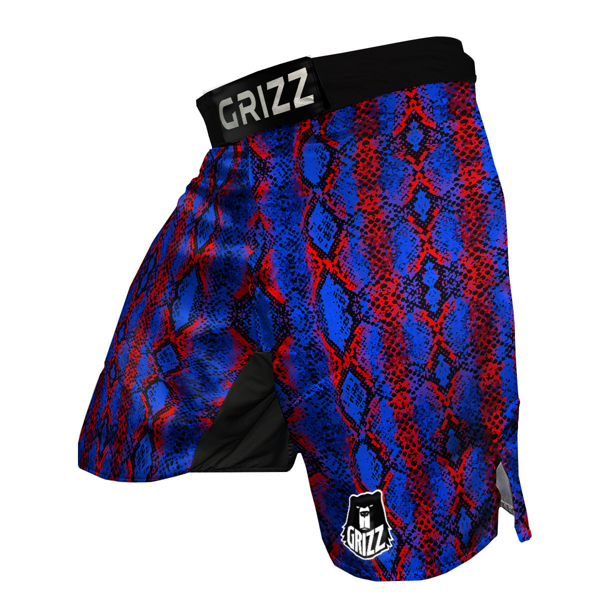 Snakeskin Red And Blue Print MMA Shorts-grizzshop