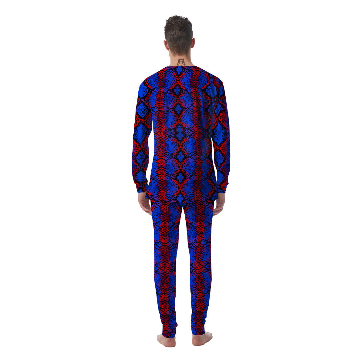Snakeskin Red And Blue Print Men's Pajamas-grizzshop