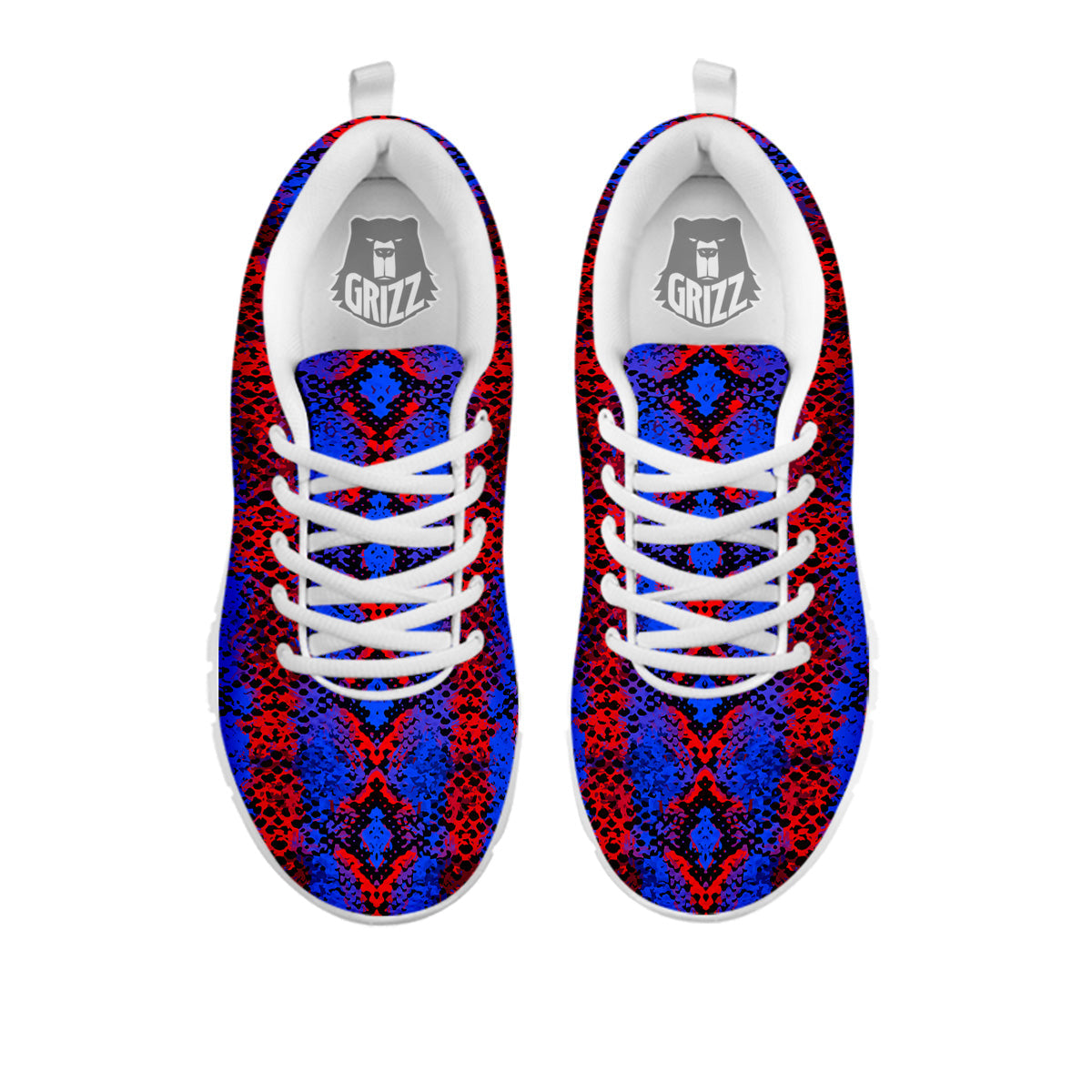 Snakeskin Red And Blue Print White Sneaker-grizzshop