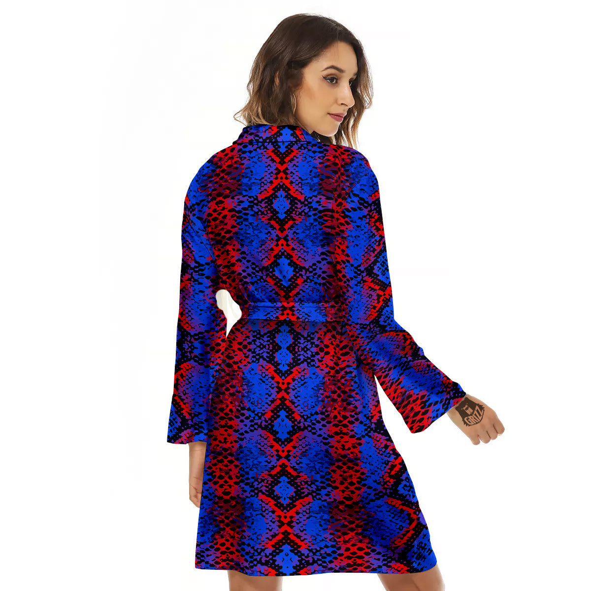 Snakeskin Red And Blue Print Women's Robe-grizzshop