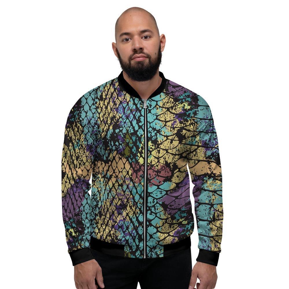 Snakeskin Reptile Men's Bomber Jacket-grizzshop