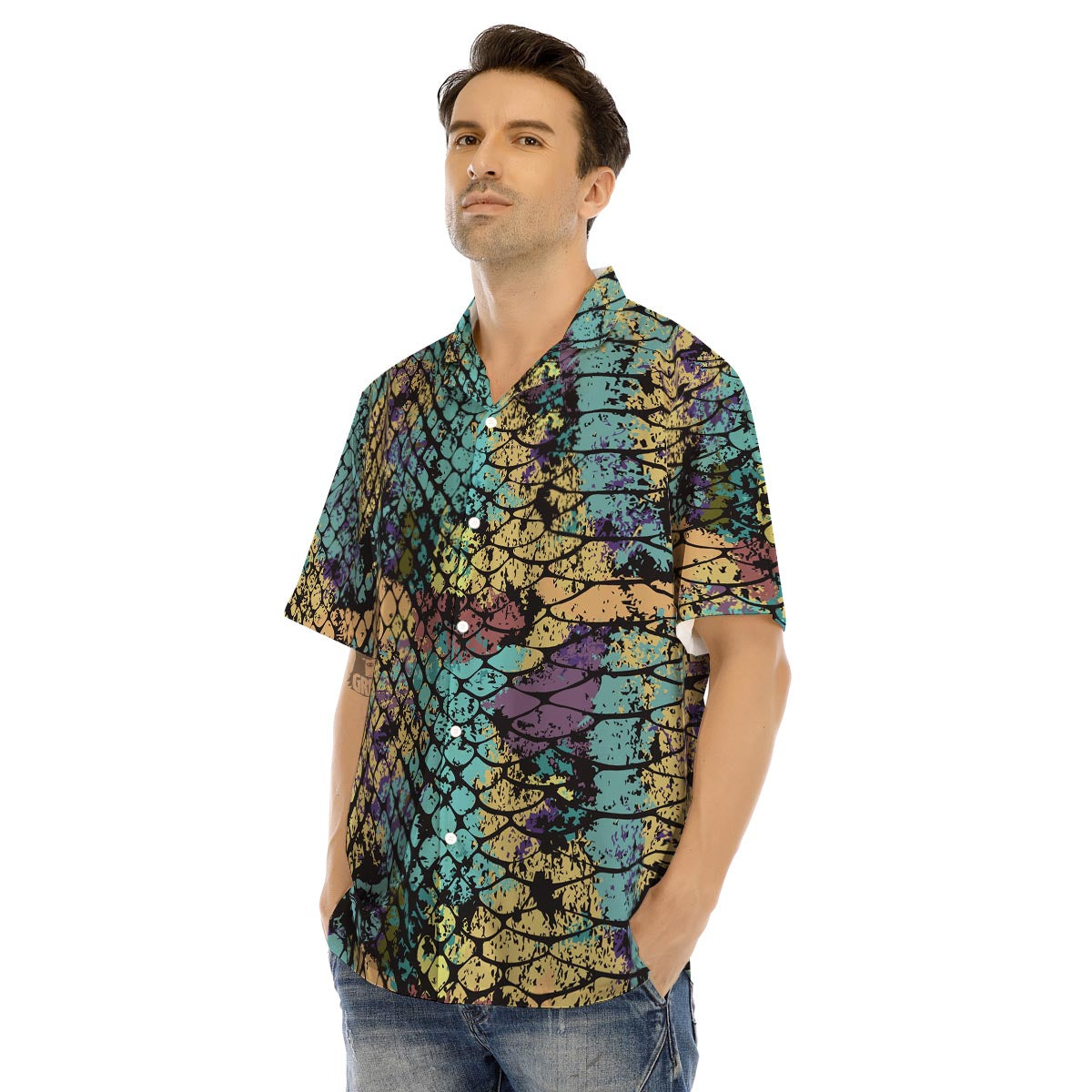 Snakeskin Reptile Men’s Hawaiian Shirt-grizzshop
