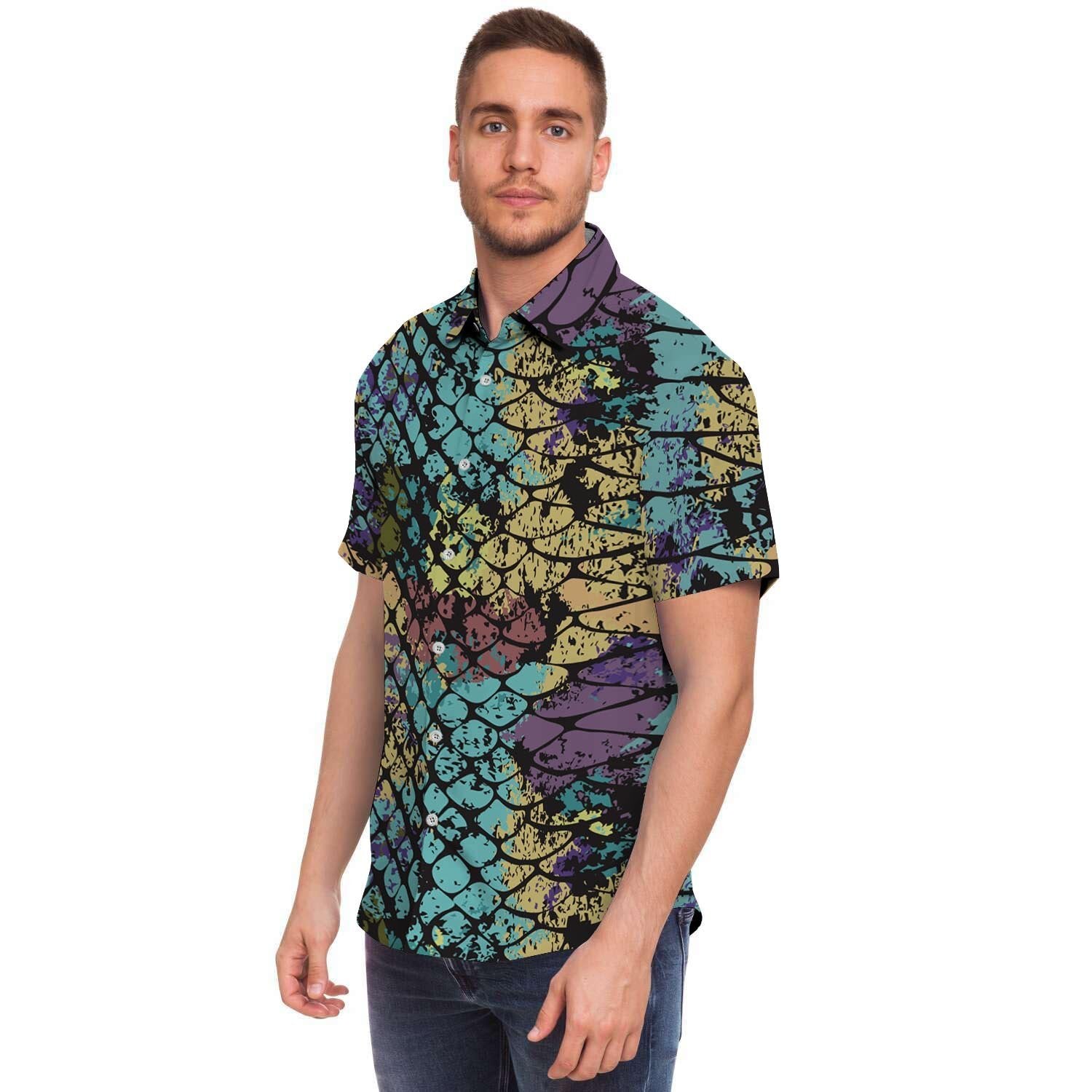 Snakeskin Reptile Men's Short Sleeve Shirt-grizzshop
