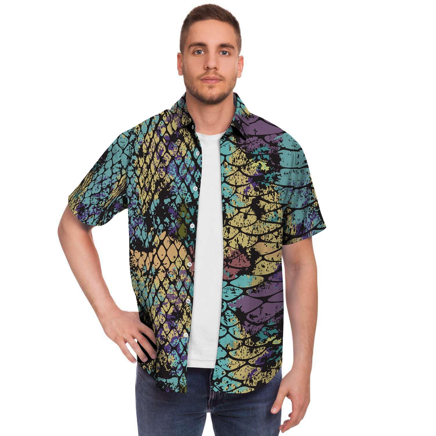 Snakeskin Reptile Men's Short Sleeve Shirt-grizzshop