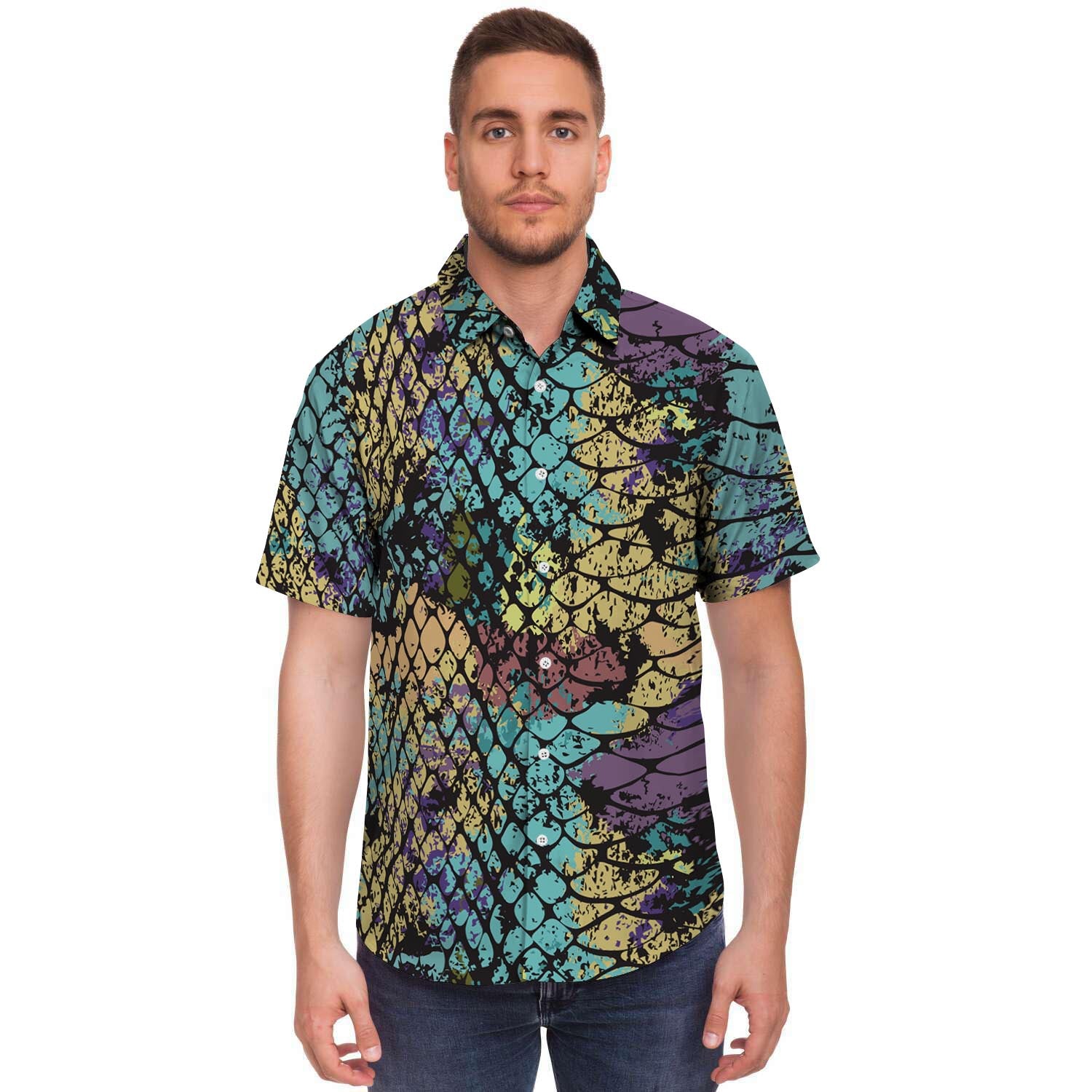 Snakeskin Reptile Men's Short Sleeve Shirt-grizzshop