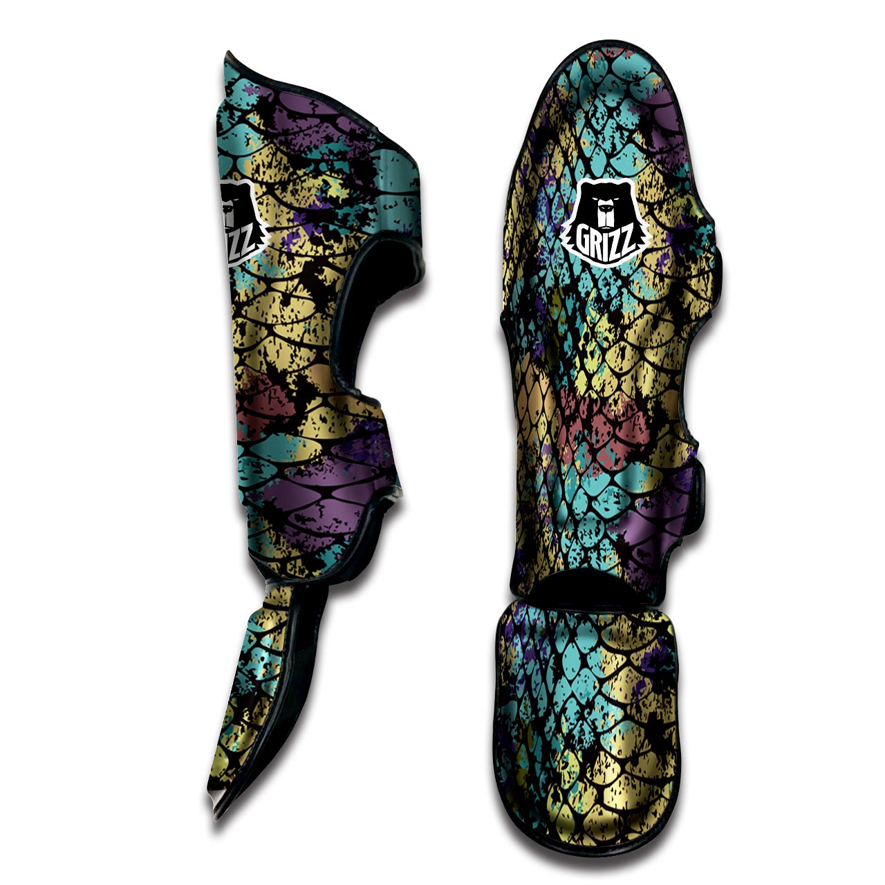 Snakeskin Reptile Muay Thai Shin Guard-grizzshop