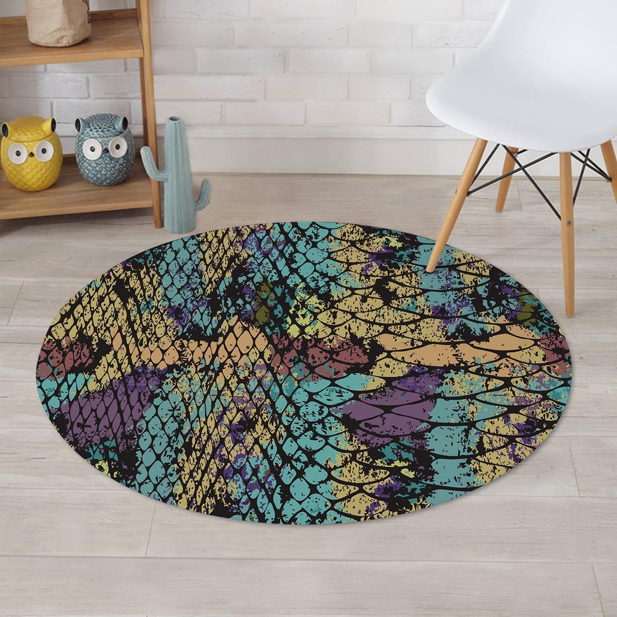 Snakeskin Reptile Round Rug-grizzshop