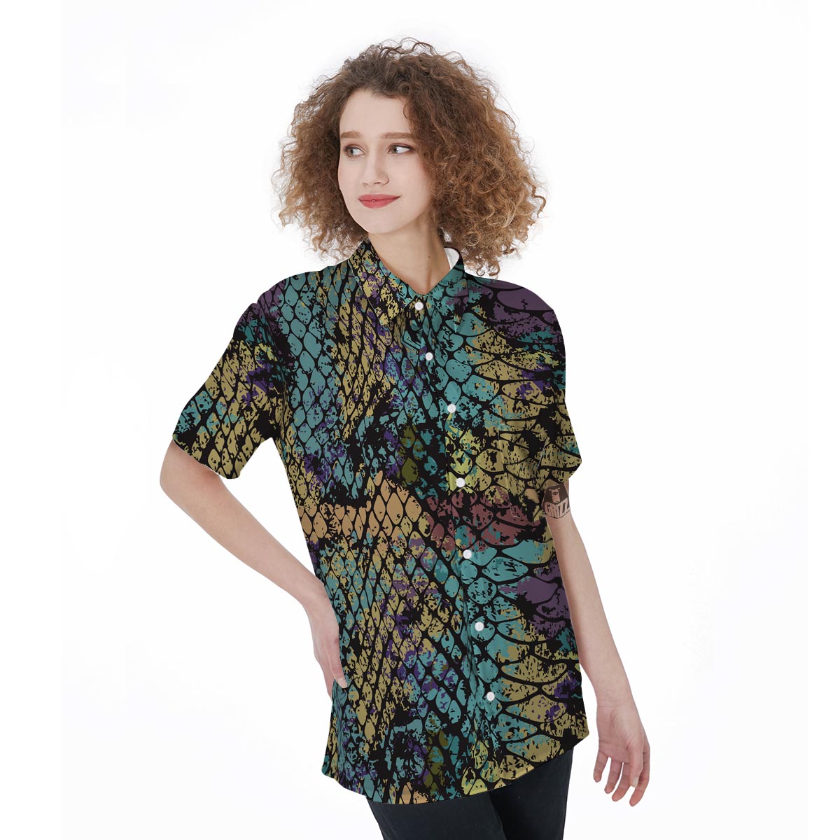 Snakeskin Reptile Women's Short Sleeve Shirts-grizzshop