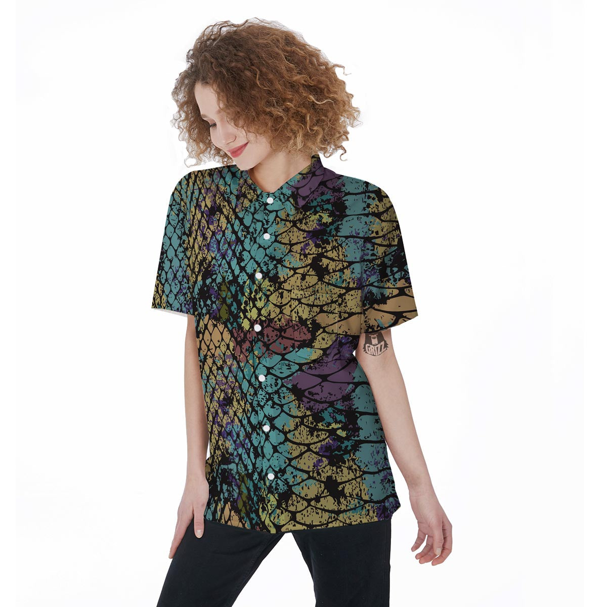 Snakeskin Reptile Women's Short Sleeve Shirts-grizzshop