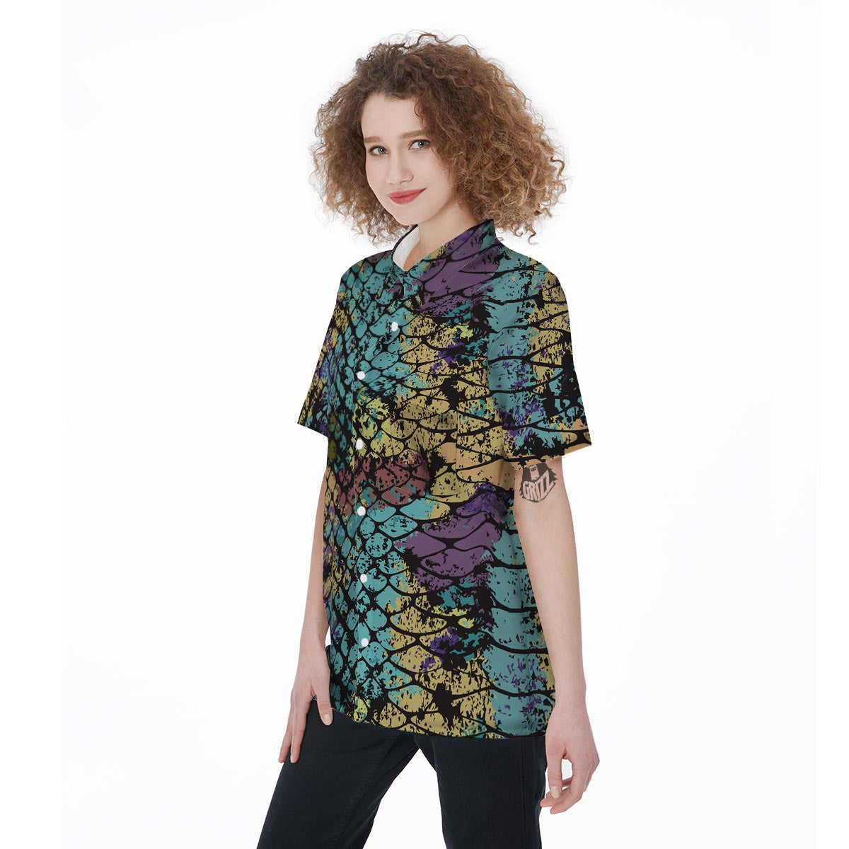 Snakeskin Reptile Women's Short Sleeve Shirts-grizzshop