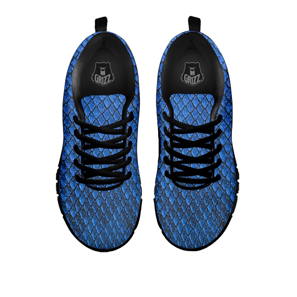 Snakeskin Steel Blue Print Black Sneaker-grizzshop