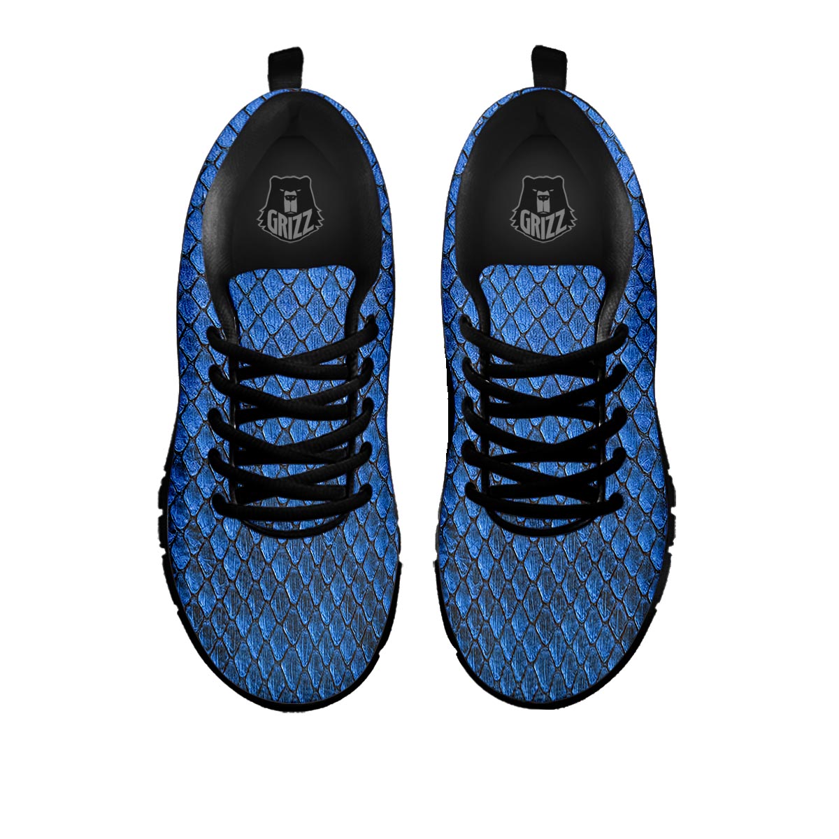Snakeskin Steel Blue Print Black Sneaker-grizzshop