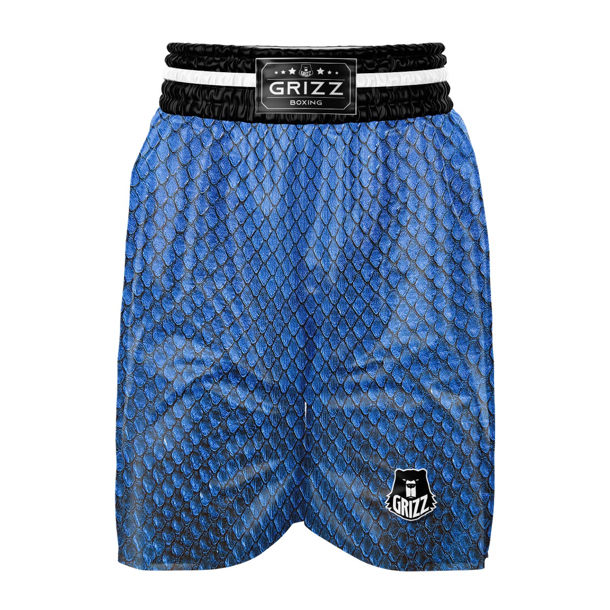 Snakeskin Steel Blue Print Boxing Shorts-grizzshop