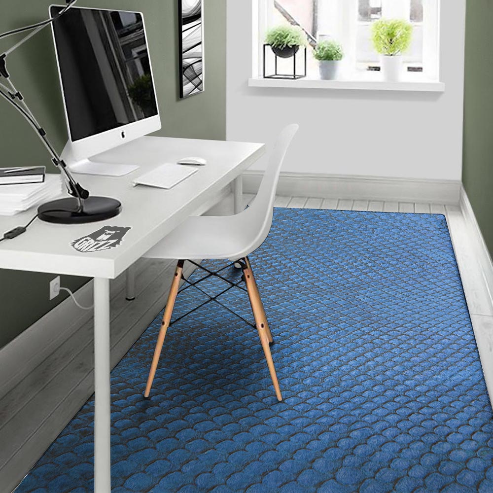 Snakeskin Steel Blue Print Floor Mat-grizzshop