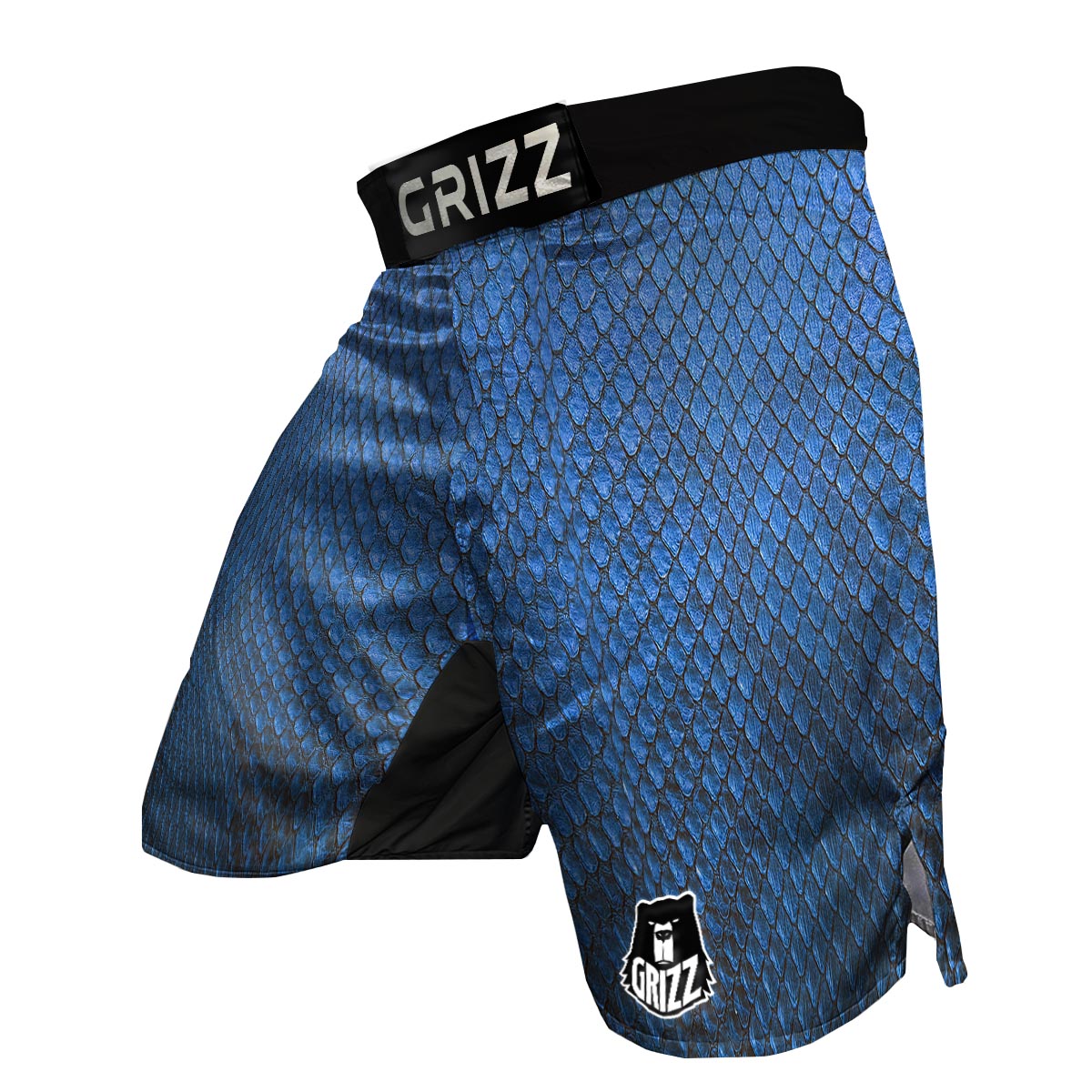 Snakeskin Steel Blue Print MMA Shorts-grizzshop