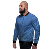 Snakeskin Steel Blue Print Men's Bomber Jacket-grizzshop