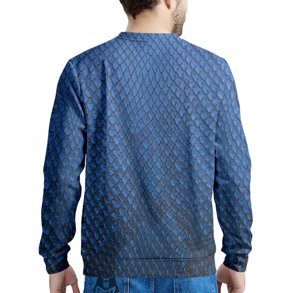 Snakeskin Steel Blue Print Men's Sweatshirt-grizzshop