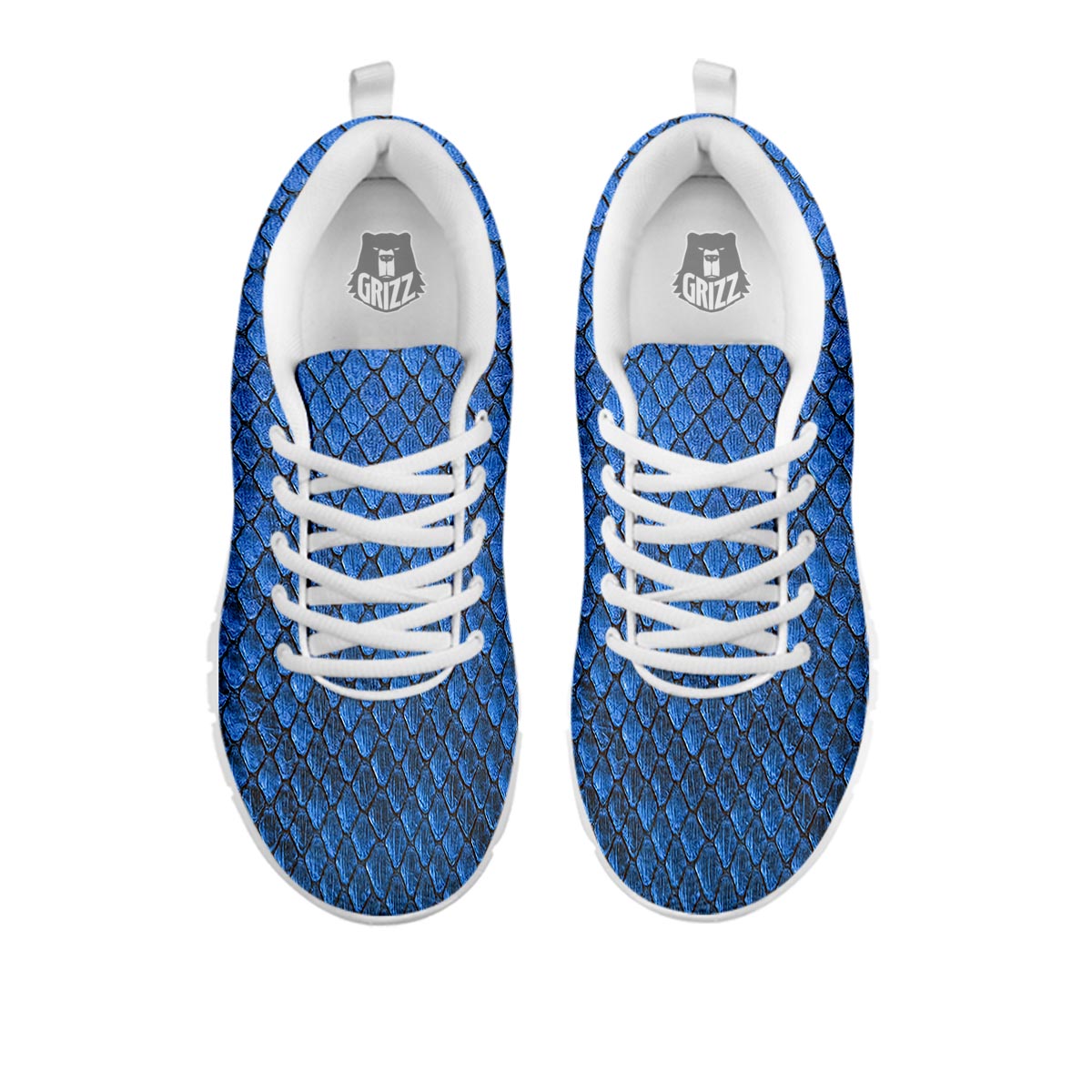 Snakeskin Steel Blue Print White Sneaker-grizzshop