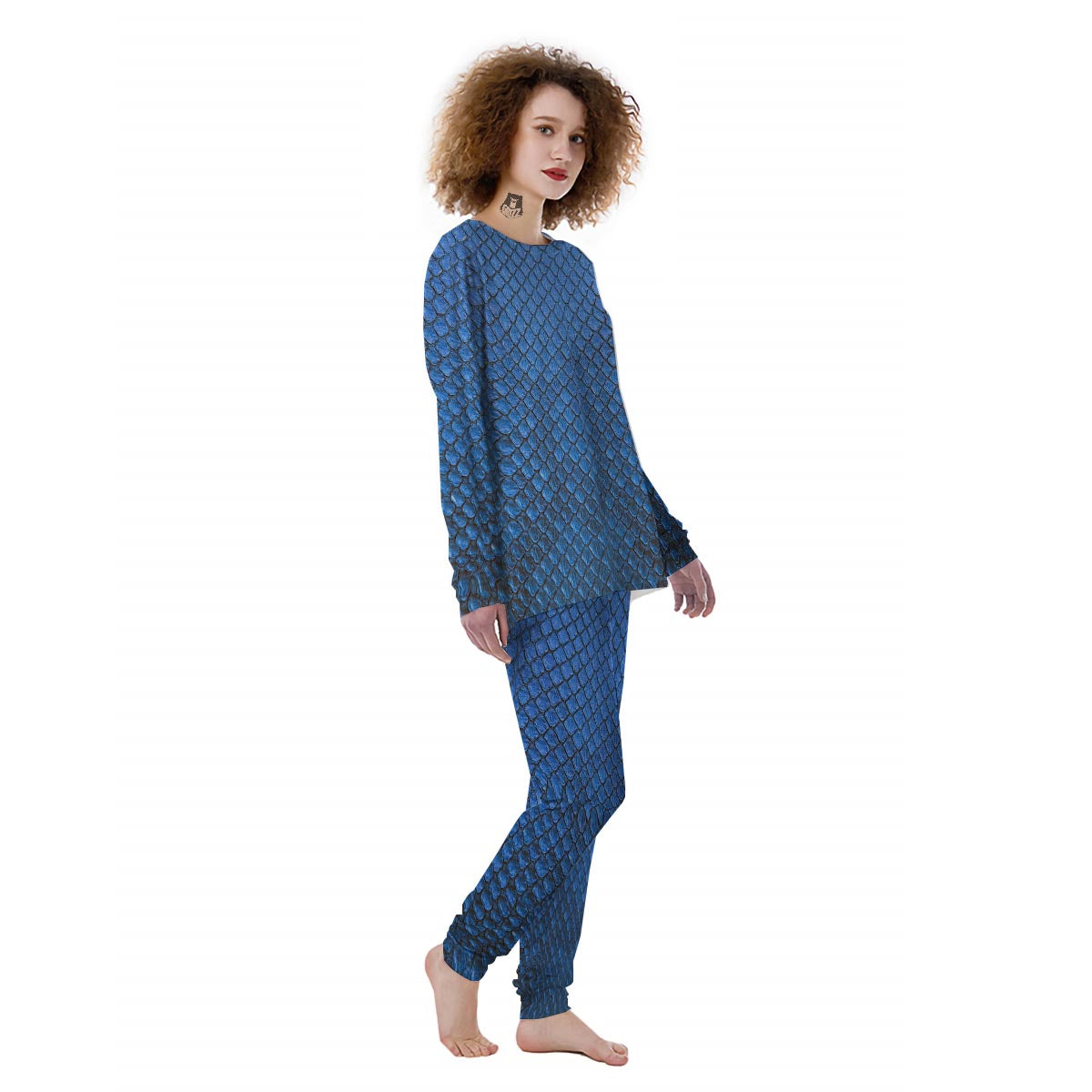 Snakeskin Steel Blue Print Women's Pajamas-grizzshop