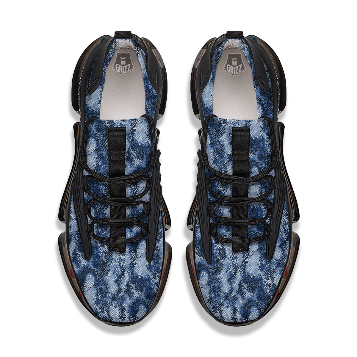 Snakeskin Watercolor Print Pattern Black Gym Shoes-grizzshop