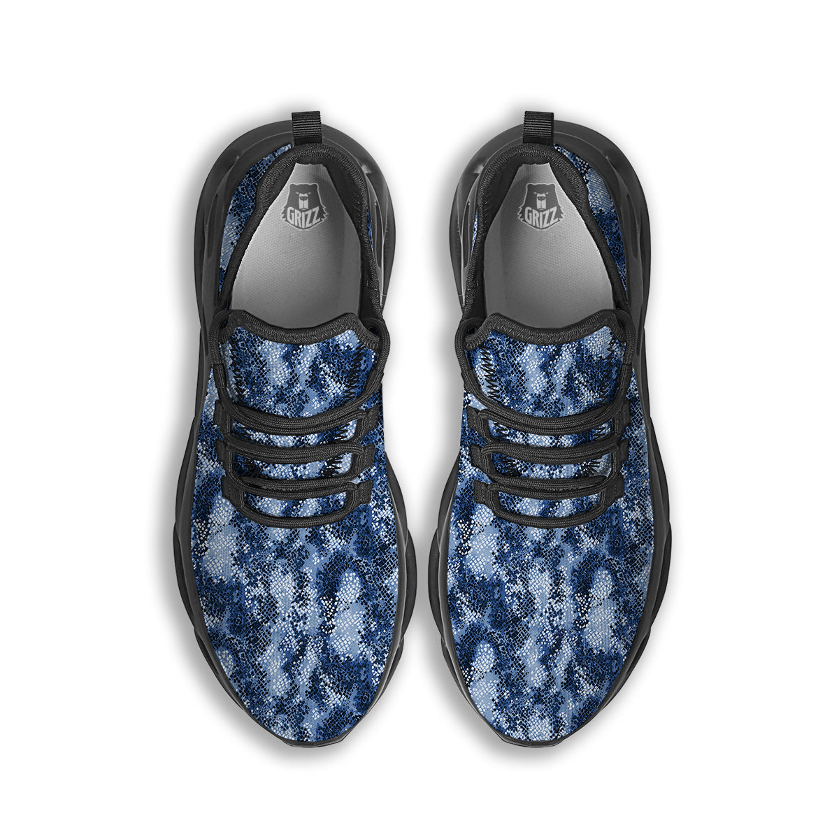 Snakeskin Watercolor Print Pattern Black Running Shoes-grizzshop