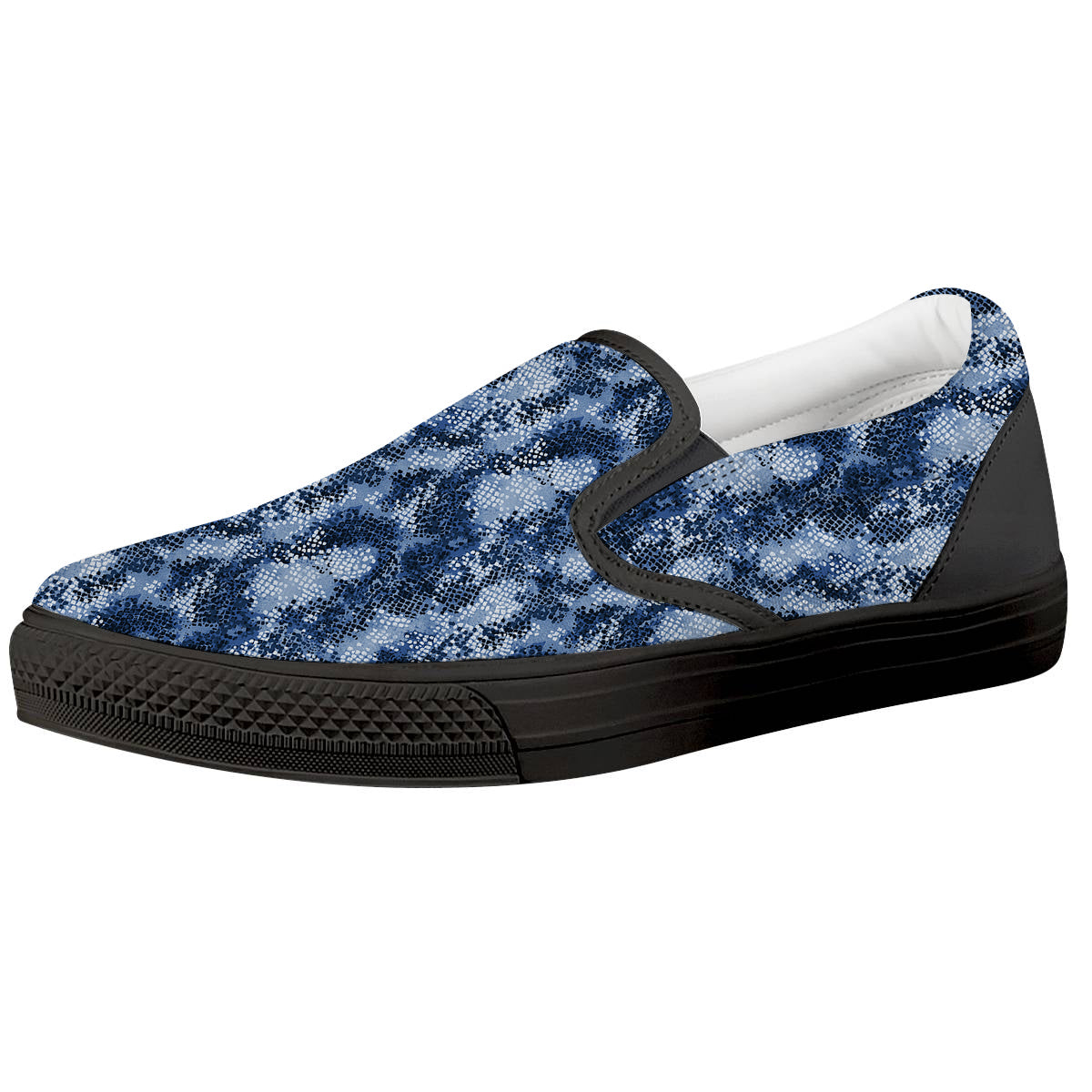 Snakeskin Watercolor Print Pattern Black Slip On Shoes-grizzshop