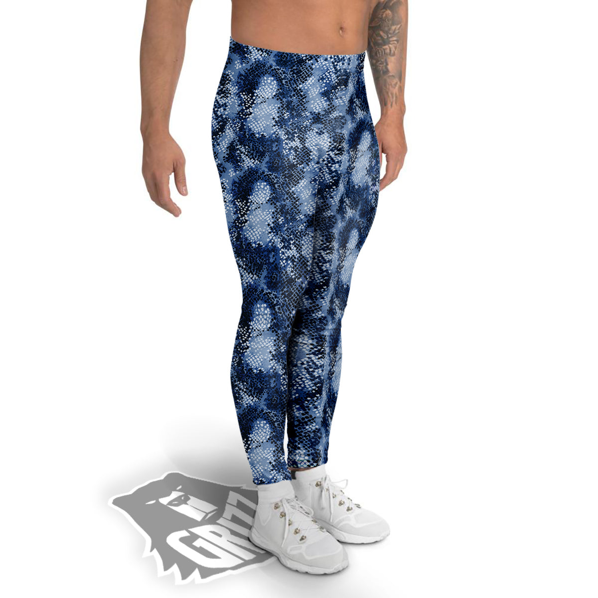 Snakeskin Watercolor Print Pattern Men's Leggings-grizzshop