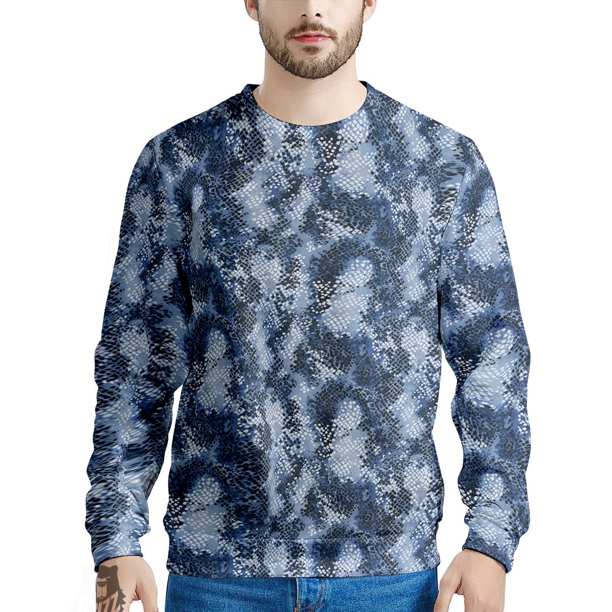 Snakeskin Watercolor Print Pattern Men's Sweatshirt-grizzshop