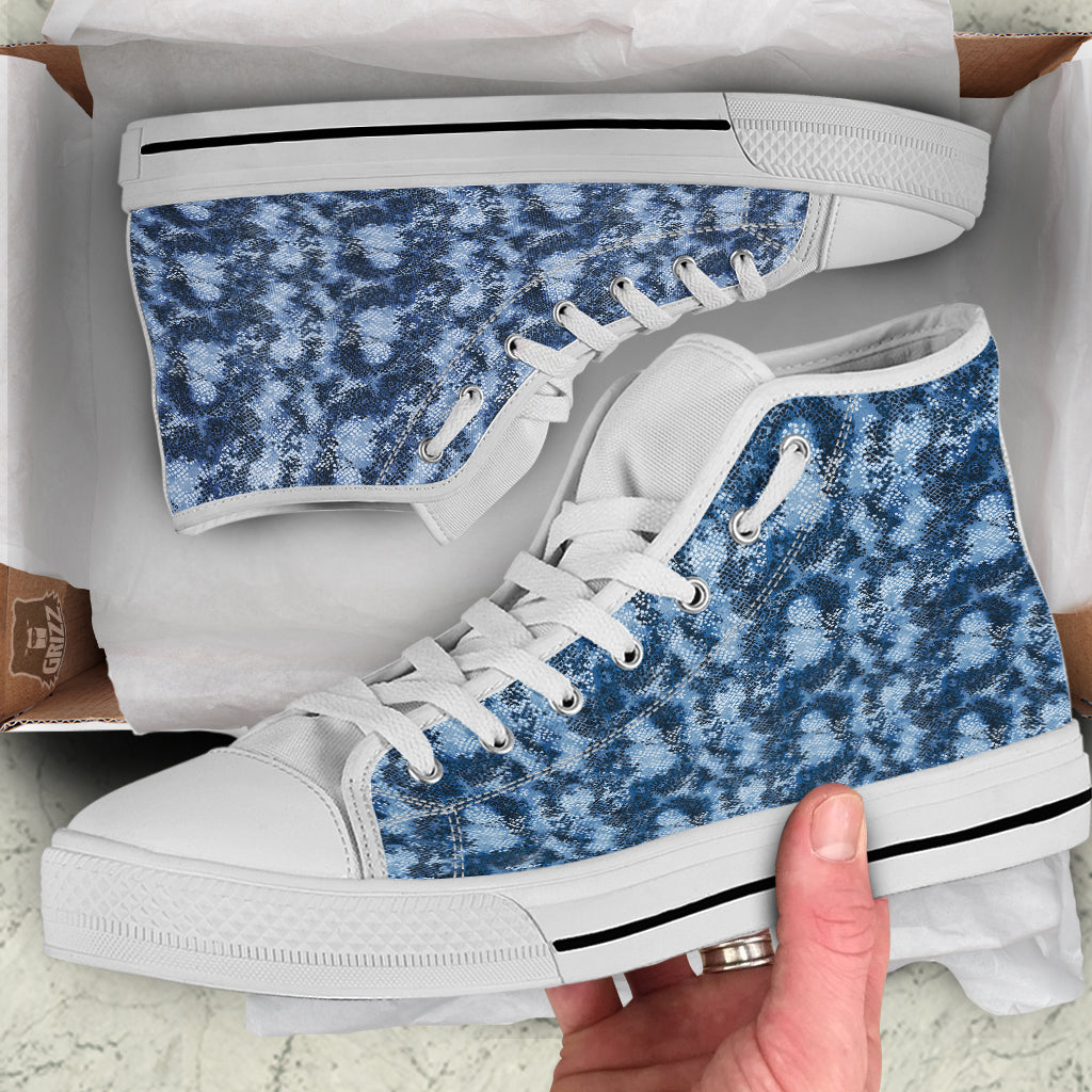 Snakeskin Watercolor Print Pattern White High Top Shoes-grizzshop