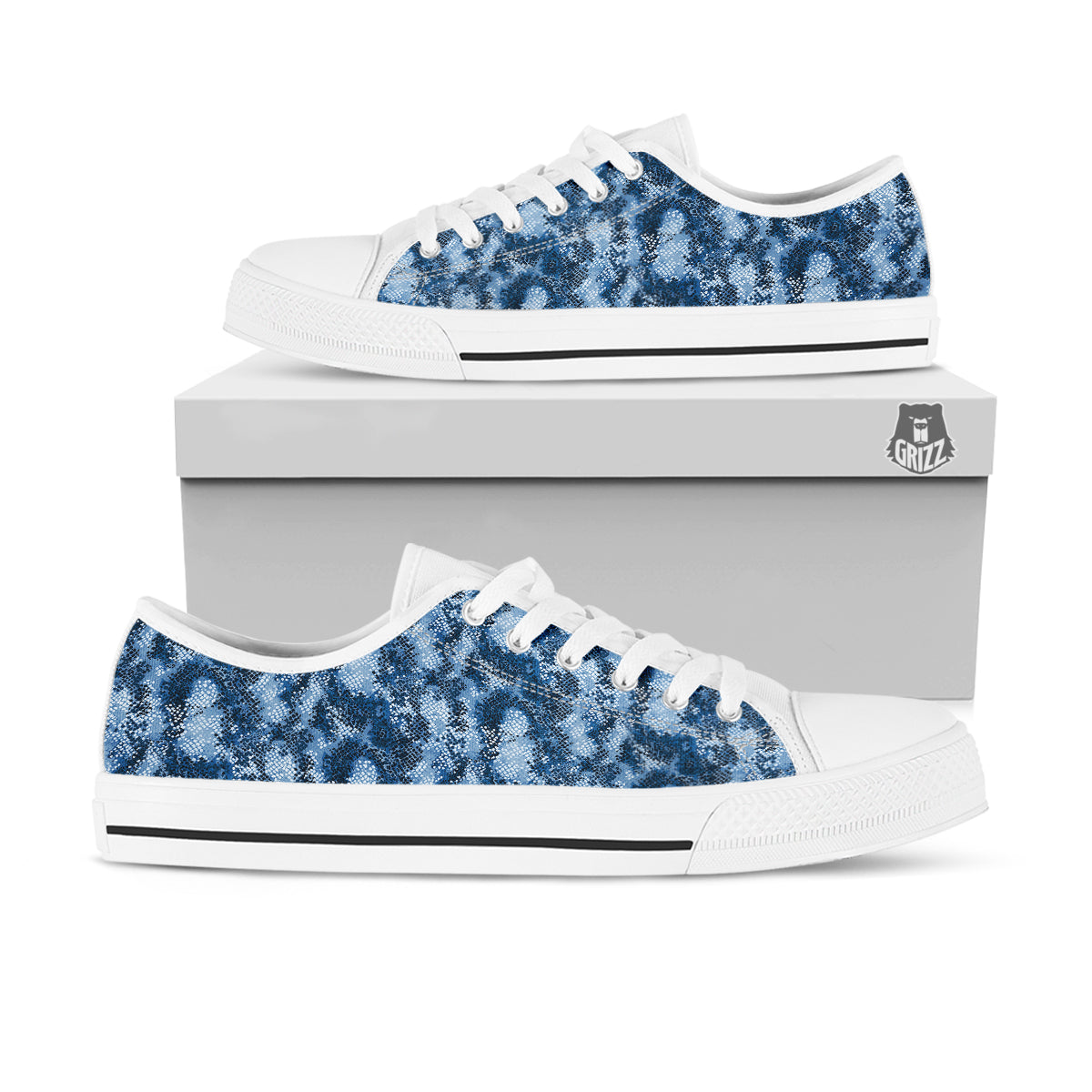 Snakeskin Watercolor Print Pattern White Low Top Shoes-grizzshop