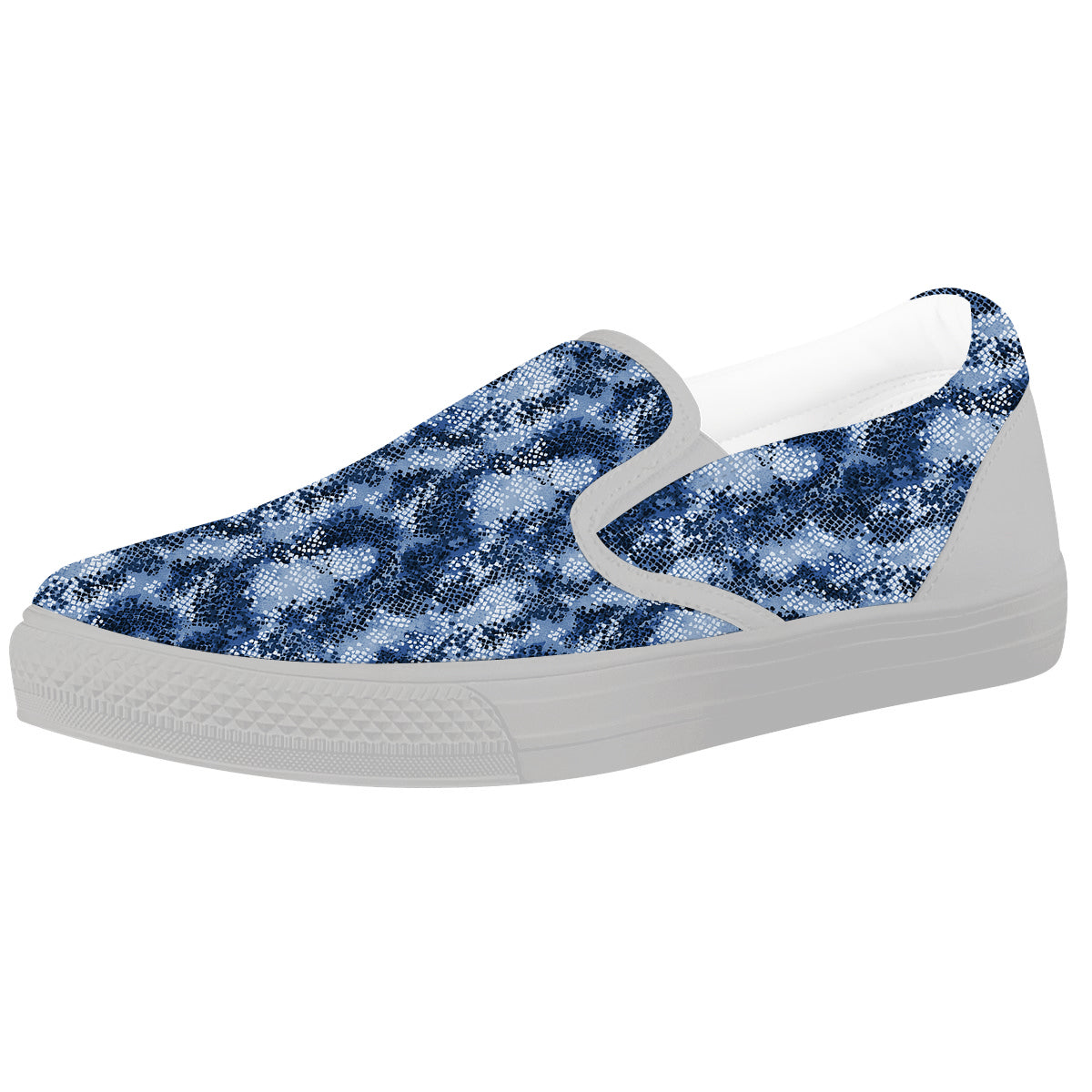Snakeskin Watercolor Print Pattern White Slip On Shoes-grizzshop