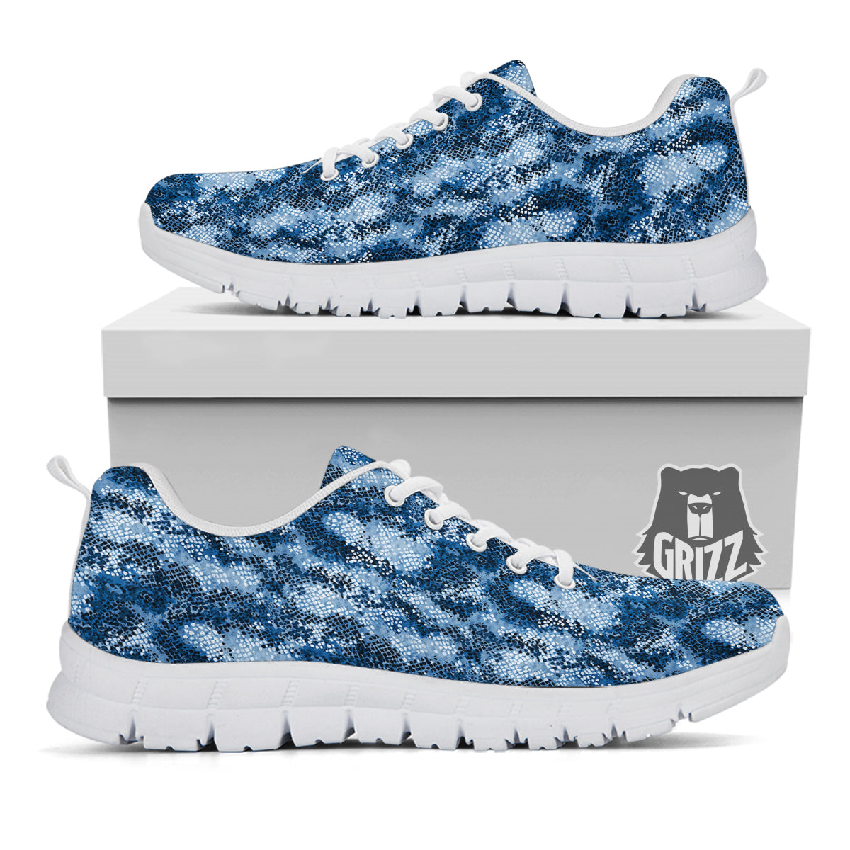 Snakeskin Watercolor Print Pattern White Sneaker-grizzshop