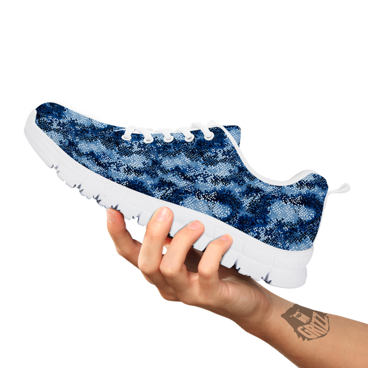Snakeskin Watercolor Print Pattern White Sneaker-grizzshop