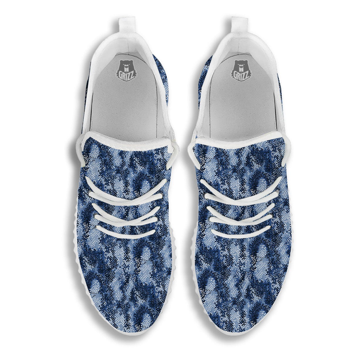 Snakeskin Watercolor Print Pattern White Walking Shoes-grizzshop