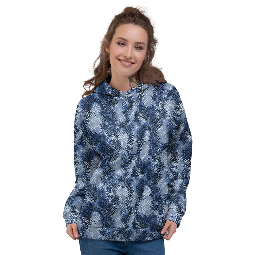 Snakeskin Watercolor Print Pattern Women's Hoodie-grizzshop
