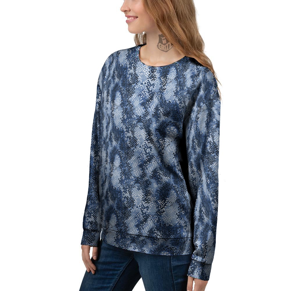 Snakeskin Watercolor Print Pattern Women's Sweatshirt-grizzshop