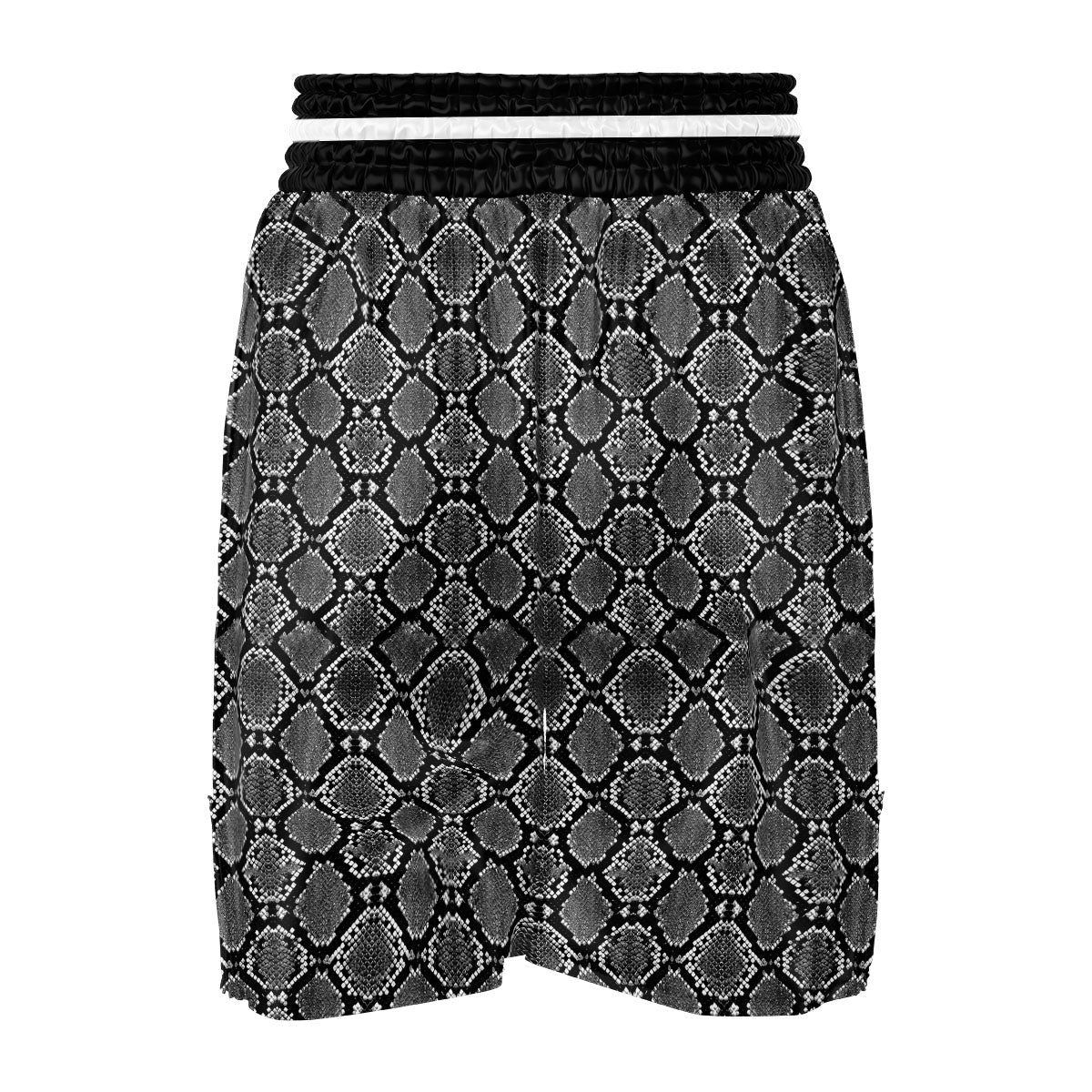Snakeskin White And Black Print Boxing Shorts-grizzshop
