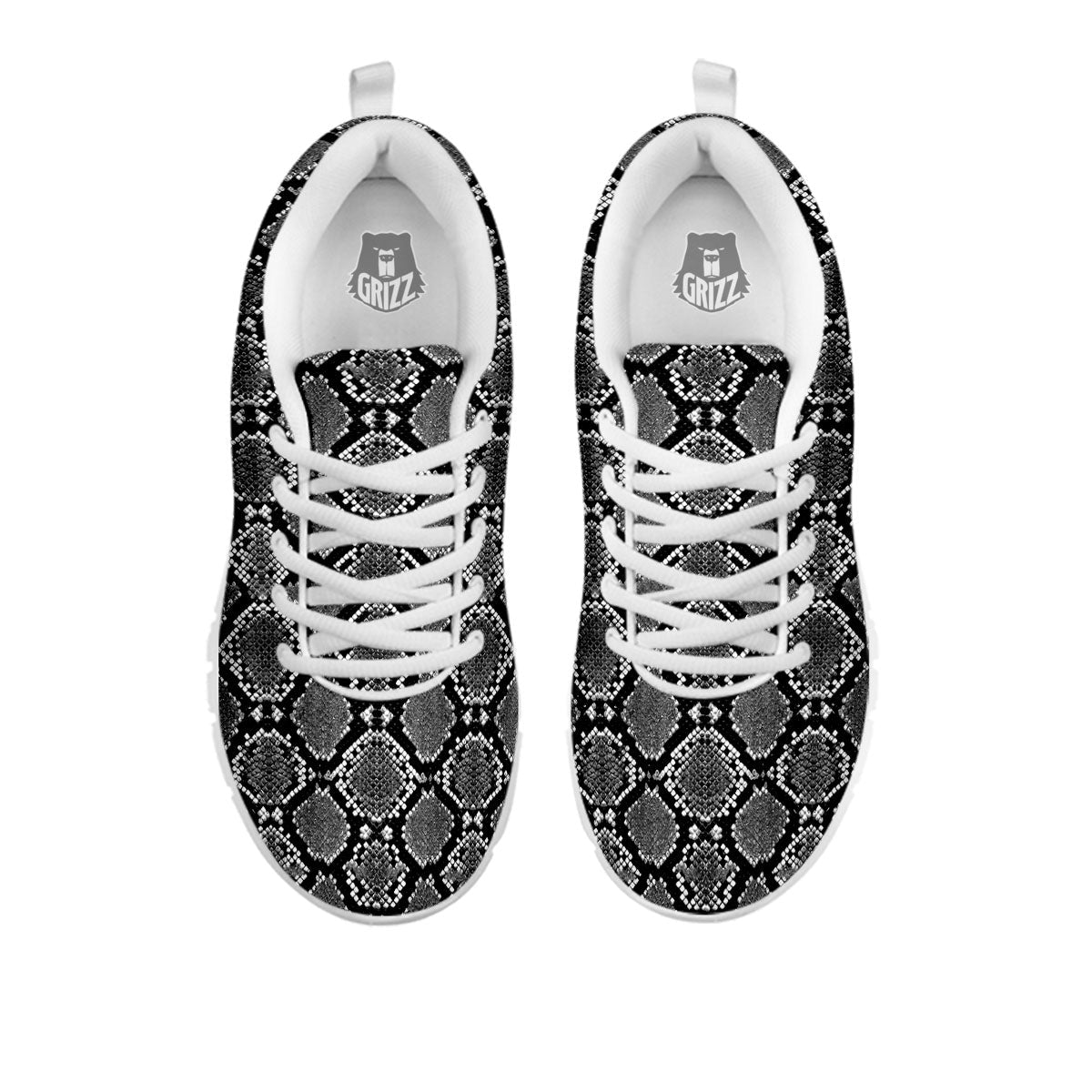 Snakeskin White And Black Print White Sneaker-grizzshop