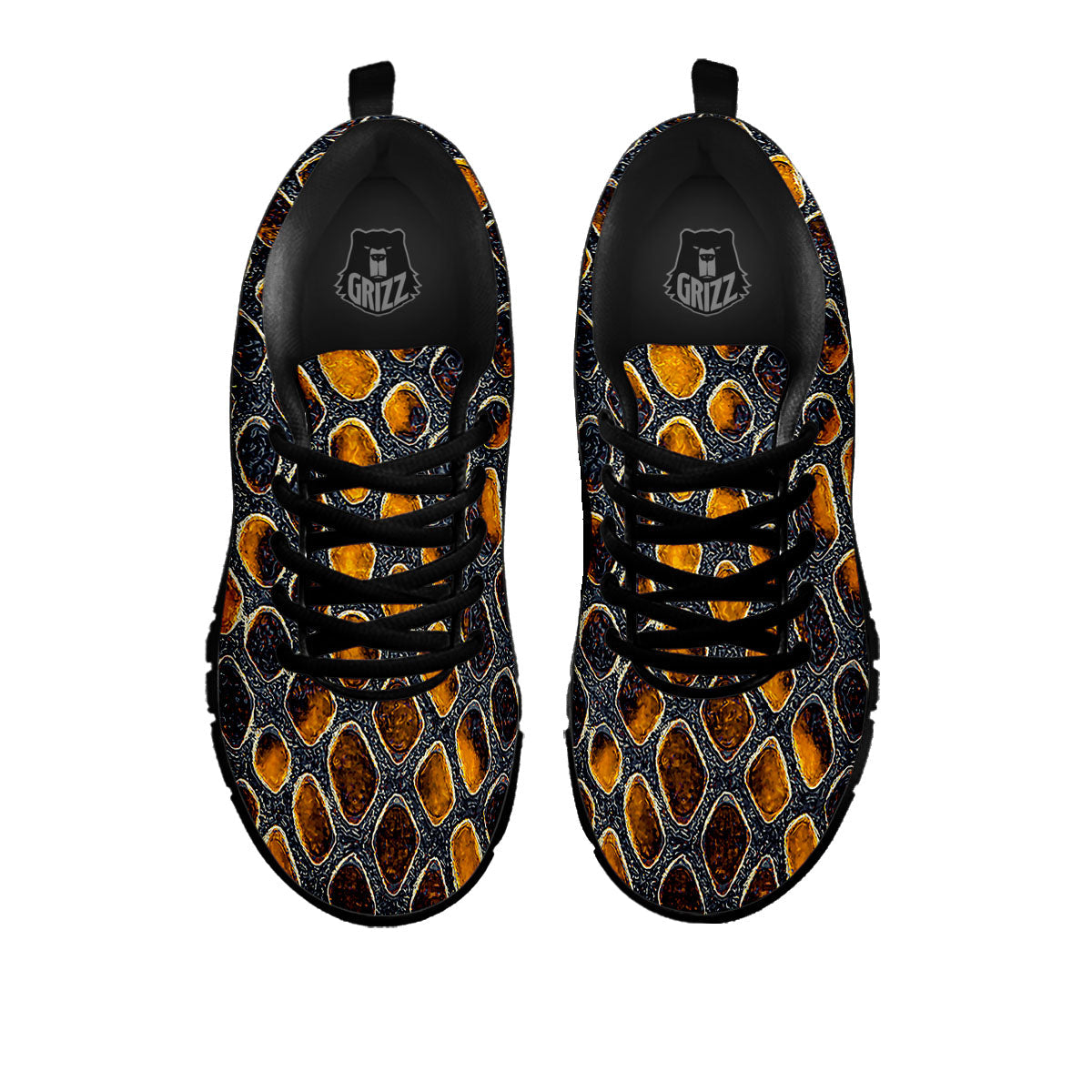 Snakeskin Yellow And Black Print Black Sneaker-grizzshop